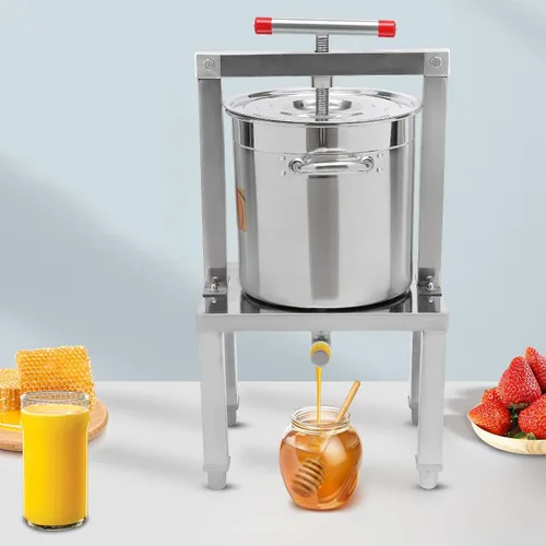 Miniatura 8 de LYNICESHOP Prensa de vino de frutas, prensa manual de miel de fruta grande, extractor de cera de abeja, máquina de apicultura, sidra, vino, uva