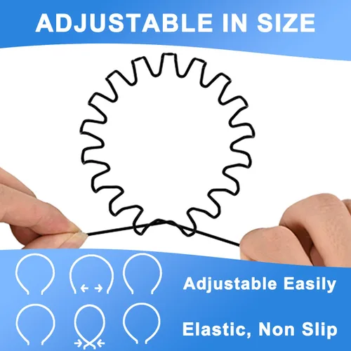 Miniatura 8 de Diademas de metal para hombres, bandas de cabello onduladas unisex de moda, bandas de cabello elásticas en zigzag perfectas para deportes al aire