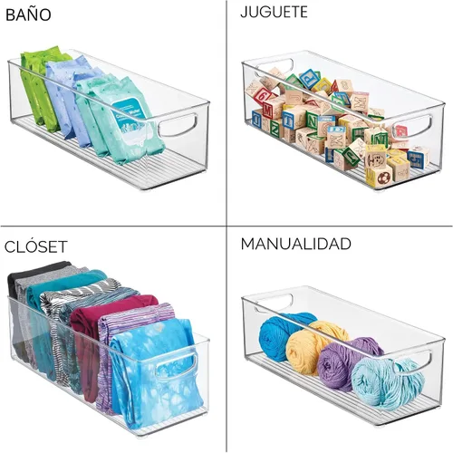 Miniatura 7 de iDesign - Recipiente de plástico apilable para despensa con asas para gabinetes o refrigerador, transparente, fabricado en EE. UU Para armarios