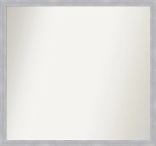 Amanti Art Silver Bathroom Mirror for Over Sink, 30x32 Custom Made Grace Brushed Nickel Narrow Rectangle Vanity Mirror, Large Modern Wood Frame,