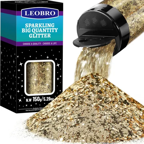 Miniatura 18 de LEOBRO Purpurina verde, purpurina gruesa, 5.29 onzas (5.29 oz), purpurina artesanal para resina, mezcla de purpurina fina y purpurina gruesa, Verde