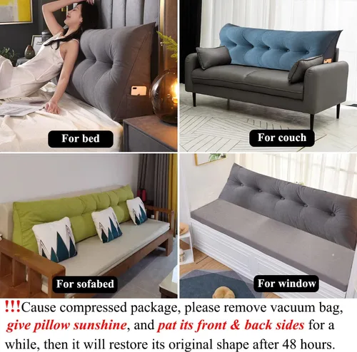 Miniatura 9 de Almohada de cuña para cabecera para dormir, almohadas de descanso de espalda con funda extraíble, almohada de lectura triangular para sentarse