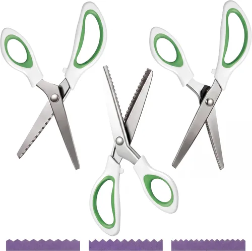 Miniatura 10 de 6 tijeras de pintar para manualidades y corte de papel, 0.118 pulgadas, 0.197 pulgadas, 0.197 pulgadas, festoneadas, tijeras triangulares, tijeras