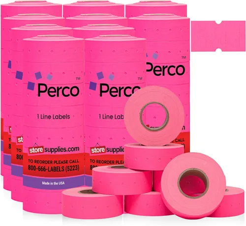 Miniatura 22 de Etiquetas azules Perco de 1 línea - 8 rollos, 1 funda, 8,000 etiquetas en blanco para pistolas de precio y fecha de 1 línea Perco - Fabricadas