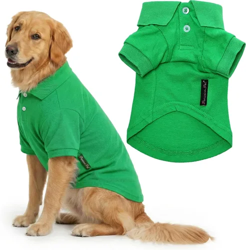 Miniatura 49 de Parisian Pet Polo para perro – Camisa de algodón transpirable en amarillo sólido – Ropa de verano tipo pullover con cuello abotonado para perros