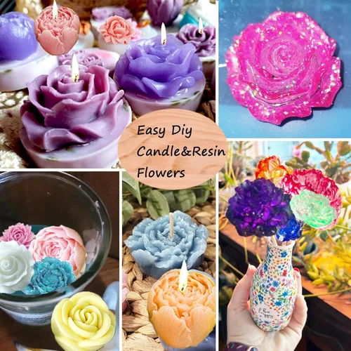 Miniatura 7 de 13 moldes de silicona para velas de flores, moldes para hacer velas con aguja que absorbe los ojos grandes, vela para cera de soja, cera de abejas