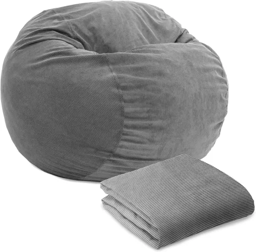 CordaRoy's Funda para puf de pana tamaño Queen (el puf se vende por separado), color gris