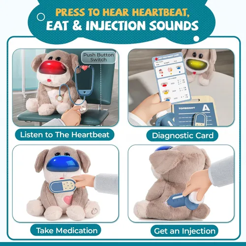 Miniatura 4 de Set interactivo de veterinario para perros, juego de veterinario para niños, regalo de cumpleaños para niños y niñas, kit de juguetes de simulación