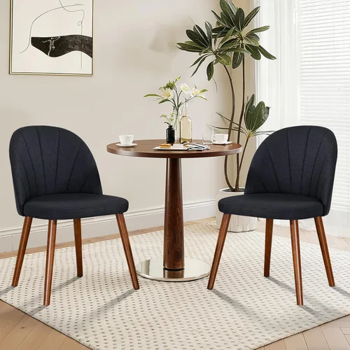 Miniatura 18 de Juego de 4 sillas de comedor de terciopelo, sillas de comedor modernas tapizadas de mediados de siglo, silla de acento sin brazos con patas doradas