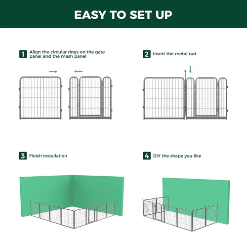 Miniatura 6 de FXW Aster - Corralito para perros diseñado para patio, 24 pulgadas, 8 paneles