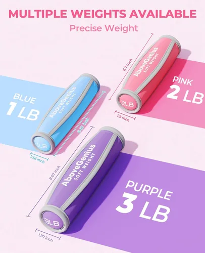 Miniatura 6 de AboveGenius - Pesas de mano para mujeres y hombres, juego de mancuernas suaves de 6 (1 libra, 2 libras, 3 libras cada paquete) para juegos de pesas