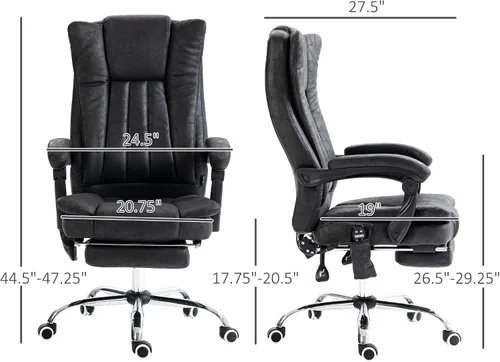 Miniatura 2 de Vinsetto Silla de oficina de masaje de vibración de 6 puntos, silla de computadora con respaldo alto con calor, altura ajustable, respaldo Negro