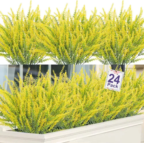 Miniatura 18 de Ouddy Decor 24 Manojos de Flores Artificiales de Lavanda Falsas Plantas de Plástico para Hogar Boda Cocina Jardín Patio Caja de Ventana Mesa