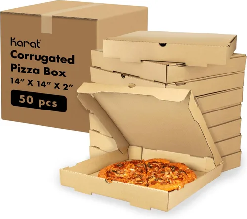 Miniatura 15 de Karat Cajas de pizza de 20,3 x 20,3 cm [paquete de 50] Cajas corrugadas de impresión roja clásica Ventiladas, resistentes a la grasa, duraderas