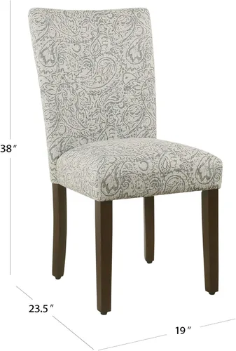 Miniatura 195 de Homepop Silla de comedor con detalles festoneados, sillas de comedor Parsons tapizadas, muebles decorativos para el hogar, tejido gris claro