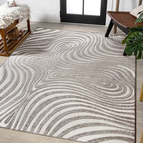 Miniatura 23 de Eyely NCS103F-28 Maribo High-Low Abstract Groovy Striped Black/White - Alfombra de pasillo de 2 x 8 pies, negro/blanco, 2 pies x 8 pies