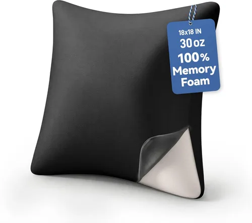 AM AEROMAX 18x18 Inch Memory Foam Pillow Insert, Firm & Fluffy Square Throw Pillow for Couch and Bed, Premium Decorative Stuffer, Heavy Duty &