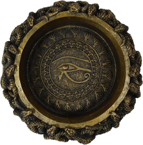 Ebros Gift Wicca Occult Psychic Adivinador Wadjet All Seeing Eye of Horus con serpientes morphing serpientes base de resina decorativa soporte para