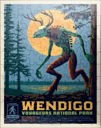 MyPuzzle Legends of The National Parks: Voyageurs' The Wendigo, póster vintage, rompecabezas premium de 100 piezas para adultos