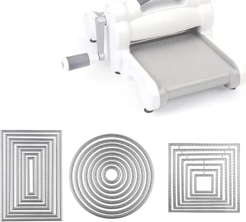 Miniatura 4 de 3 formas diferentes de troqueles de corte para plantillas de metal (rectángulo, círculo y cuadrado), herramientas de estampado Urvoo para hacer