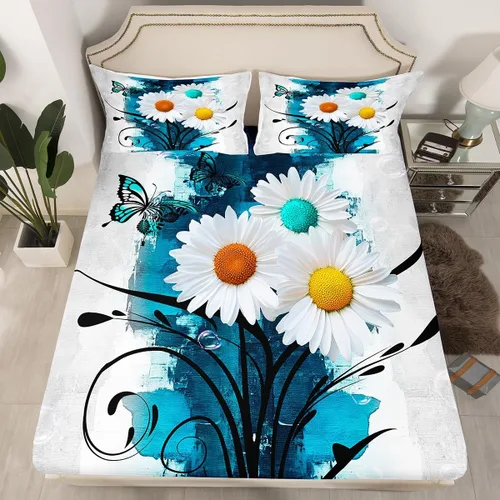 Miniatura 2 de Erosebridal Juego de sábanas turquesa tamaño individual para niñas y mujeres, juego de sábanas color verde azulado y gris degradado para adultos