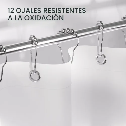 Miniatura 6 de AmazerBath Cortina de ducha, juego de cortina de tela ombre negra con 12 ganchos, cortina de ducha lavable de tela en negro y blanco, cortina