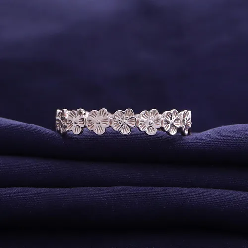 Miniatura 3 de AFFY Anillo de promesa de plata de ley 925 chapada en oro de 14 quilates (violeta, plumeria, amapola)