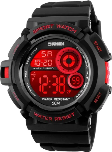 Hombres deporte reloj digital 7 colores LED luz al aire libre Militar relojes cronógrafo despertador reloj reloj