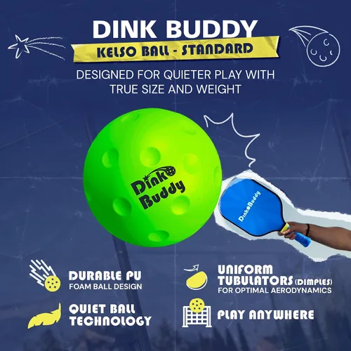 Miniatura 2 de Kelso Pickleball, pelotas de pickleball de espuma PU para reducir el ruido, mejora la coordinación ojo-mano, uso en interiores y exteriores, pelotas