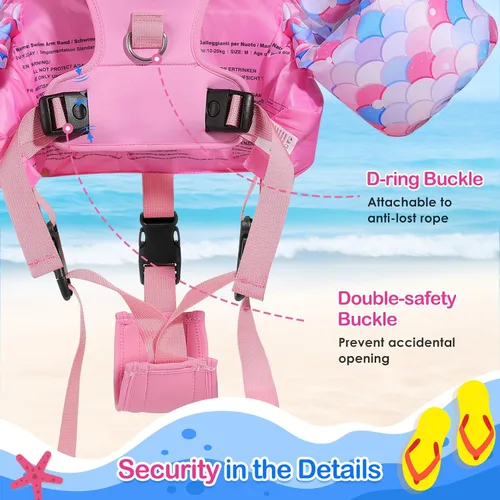 Miniatura 3 de Moko Banda de natación para niños de 20-30-50 libras, bonito chaleco de natación de dibujos animados para niños pequeños, flotadores de piscina