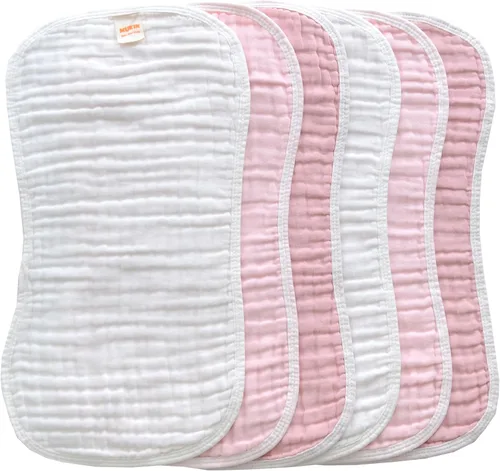 MUKIN Juego de 6 Paños de Eructo de Muselina para Bebé, Paños de Eructo de Algodón Grueso Ultra Suaves y Absorbentes para Bebés Recién Nacidos