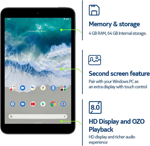Miniatura 5 de Nokia T10 Android 12 Pantalla de 8 pulgadas Tablet Versión de EE. UU. 4/64 GB Cámara de 8 MP Azul océano