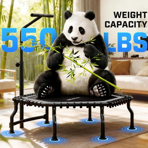 Miniatura 2 de ANCHEER Trampolín, trampolín de rebote de 50'' para adultos con barra, mini trampolín para interiores y exteriores, trampolín de fitness de 550LBS