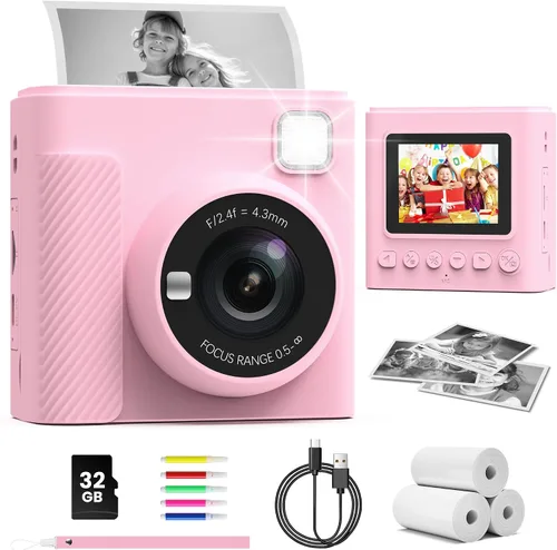 Miniatura 9 de TIATUA Cámara de impresión instantánea para niños, regalos de cumpleaños de Navidad para niñas y niños, cámara digital de video HD 1080P para niños