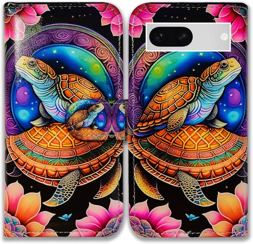 Miniatura 8 de Bcov Pixel 7a - Funda de piel con tapa y función atril para Google Pixel 7a, diseño de flores y mariposas azules Mariposa Azul Flores Rosa
