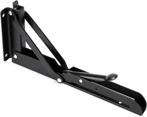 Miniatura 7 de Sumnacon Soportes plegables resistentes para estantes – Banco de mesa triangular de metal resistente, soporte de estante plegable de 10 pulgadas, 2