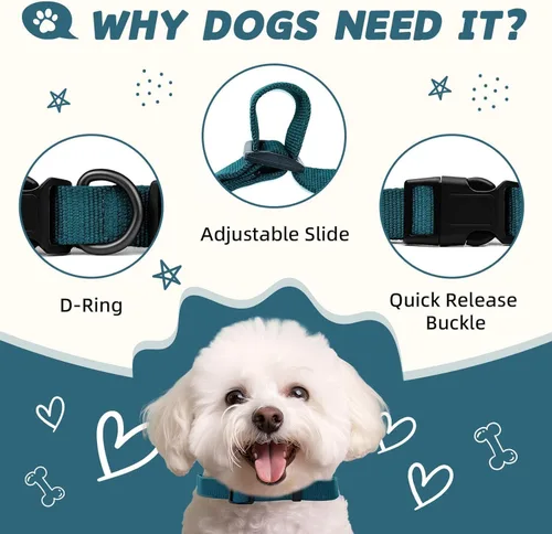 Miniatura 7 de Collar de perro azul para perros pequeños, transpirable, antiolor y suave, cómodo para cachorros de piel sensible, 90% rayón de bambú, hebilla Azul