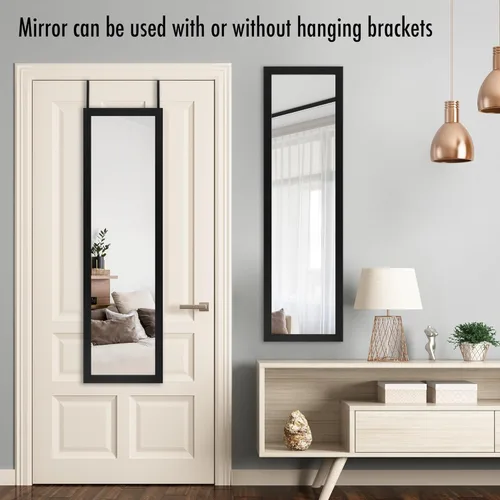 Miniatura 2 de Americanflat - Espejo de puerta negro de 12 x 48 pulgadas, colgante de longitud completa para dormitorio, baño, espejo largo de cuerpo completo