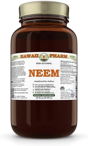 Miniatura 6 de Extracto líquido sin alcohol de Neem, suplemento herbario natural de glicerita de hoja seca de neem orgánico (Azadirachta Indica), Hawaii Pharm, EE.