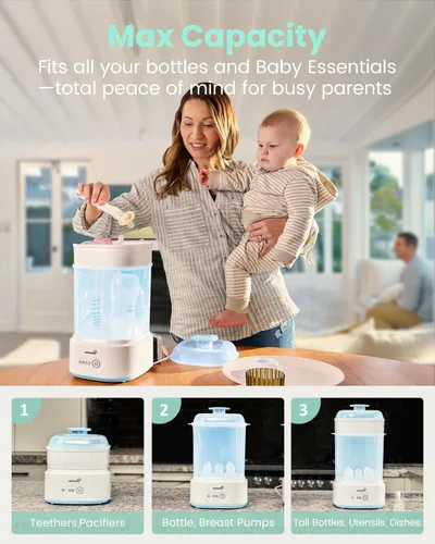 Miniatura 6 de Esterilizador y Secador de Biberones, Esterilizador Eléctrico Compacto de Vapor para Biberones de Bebé (Esterilizador de Biberones), Desinfectante