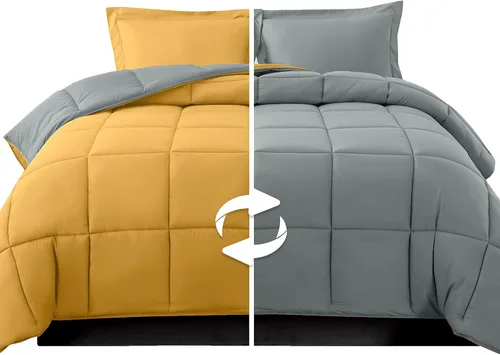 Miniatura 11 de Elegant Comfort Juego de edredón reversible de 3 piezas, acogedor para todas las estaciones, alternativo de plumón suave, acolchado, cosido en caja