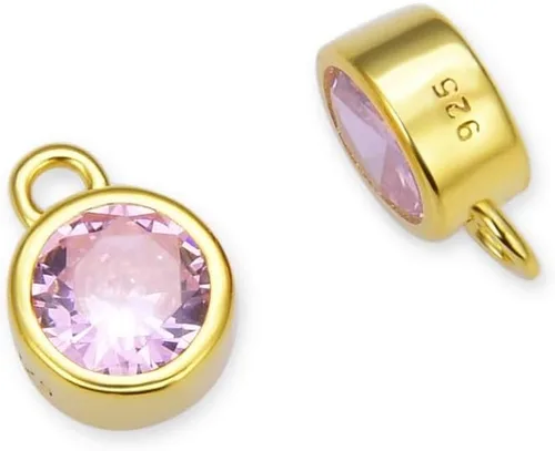 Miniatura 8 de Adabele Auténtico colgante de plata de ley chapada en oro amarillo de 18 quilates con circonia cúbica redonda pequeña de 4 mm y 6 mm, engastada