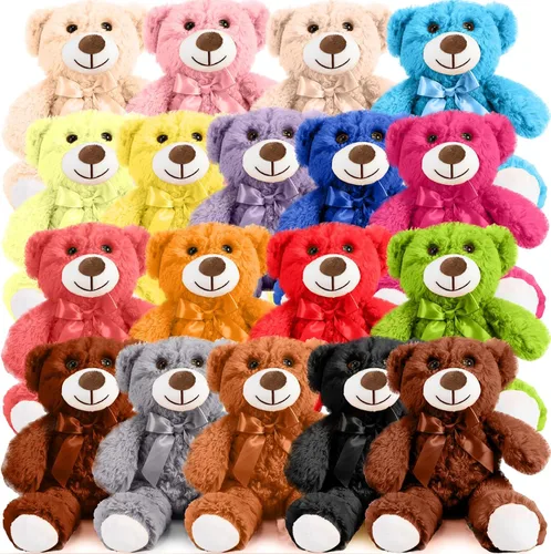 Liliful 18 piezas de 14 pulgadas de oso de San Valentín, juguetes de peluche a granel para baby shower, oso de felpa suave, regalos para San Color