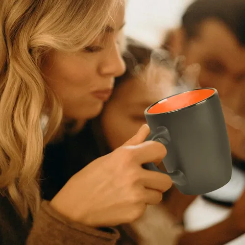 Miniatura 7 de Lifecapido Juego de 6 tazas de café modernas de cerámica negra, capacidad de 16 onzas, perfectas para uso doméstico