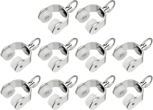 Miniatura 6 de METALLIXITY Rodillos de pista de cortina (0.63 pulgadas), 20 unidades, portadores de plástico con ruedas dobles para cortina deslizante, para rieles