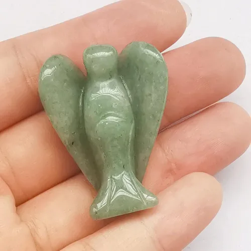 Miniatura 9 de Estatua de ángel guardián de oración de cristal curativo de jade verde natural, 1.5 pulgadas, tallado en bolsillo, figuras de piedra de palma