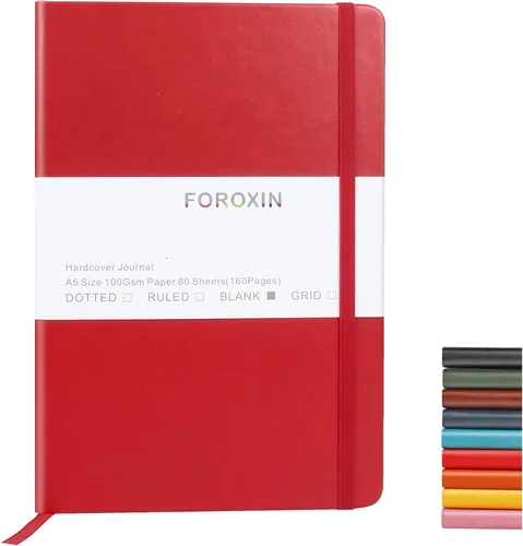 Miniatura 10 de Cuaderno de diario en blanco, negro, 160 páginas, tamaño mediano de 8.3 x 5.7 pulgadas, papel grueso de 3.53 oz/m², tapa dura