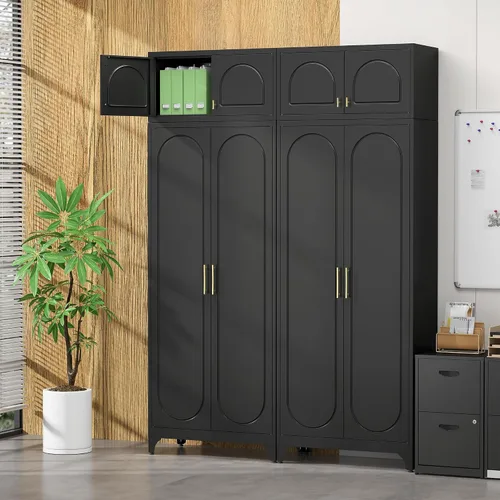Miniatura 22 de SteeLoong - Gabinete de almacenamiento de metal con cajones, gabinetes de despensa negros de 75 pulgadas para almacenamiento de cocina con 3