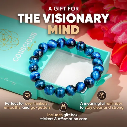 Miniatura 26 de Conscious Items Pulseras espirituales para mujeres y hombres, pulsera de cristal curativo con piedras naturales para meditación, alineación