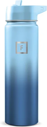 Miniatura 40 de IRON °FLASK Frasco de hidratación para acampar y senderismo con pajilla, botella de agua deportiva de acero inoxidable con aislamiento de boca
